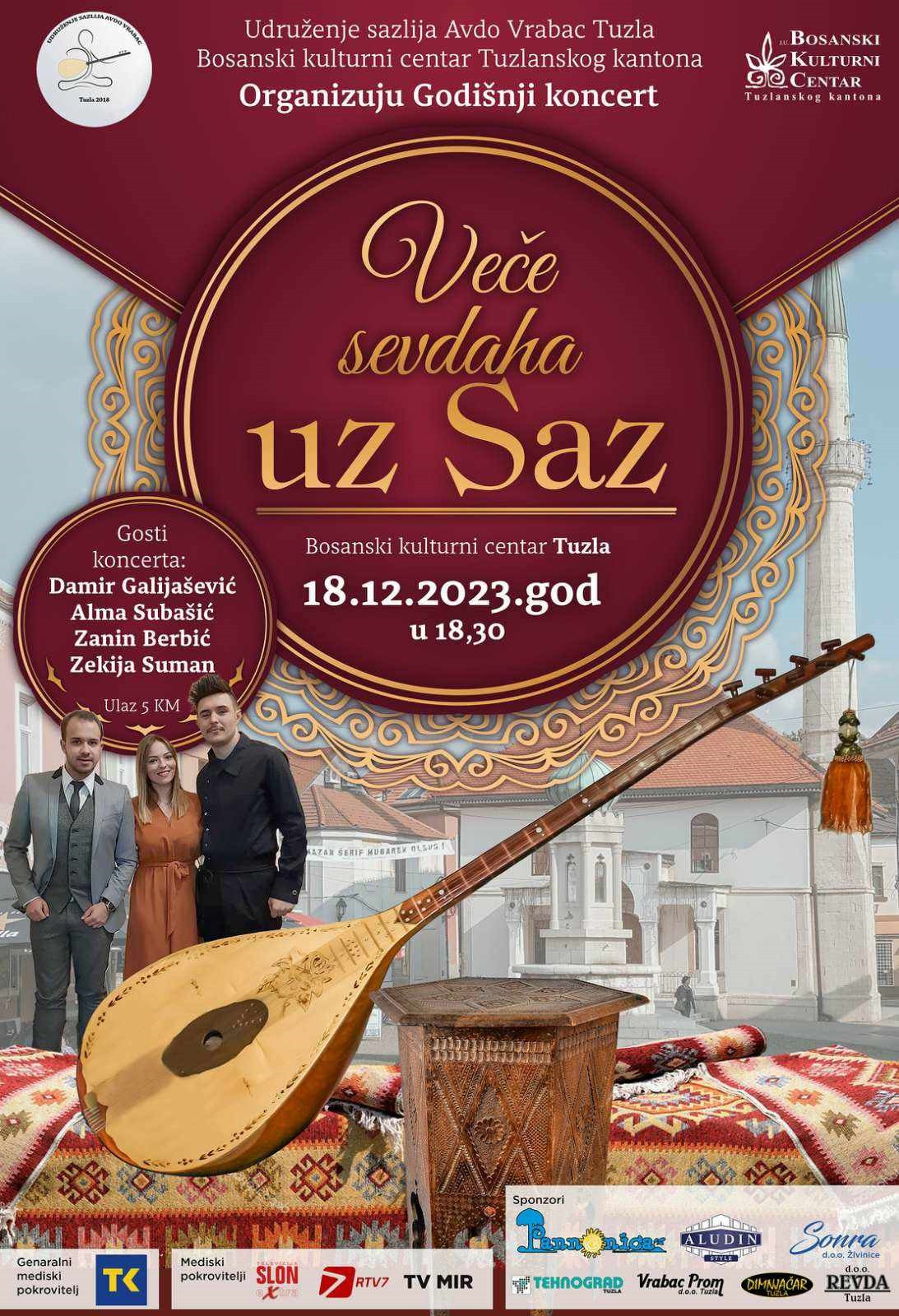 “Veče sevdaha uz saz” 18. decembra u BKC TK