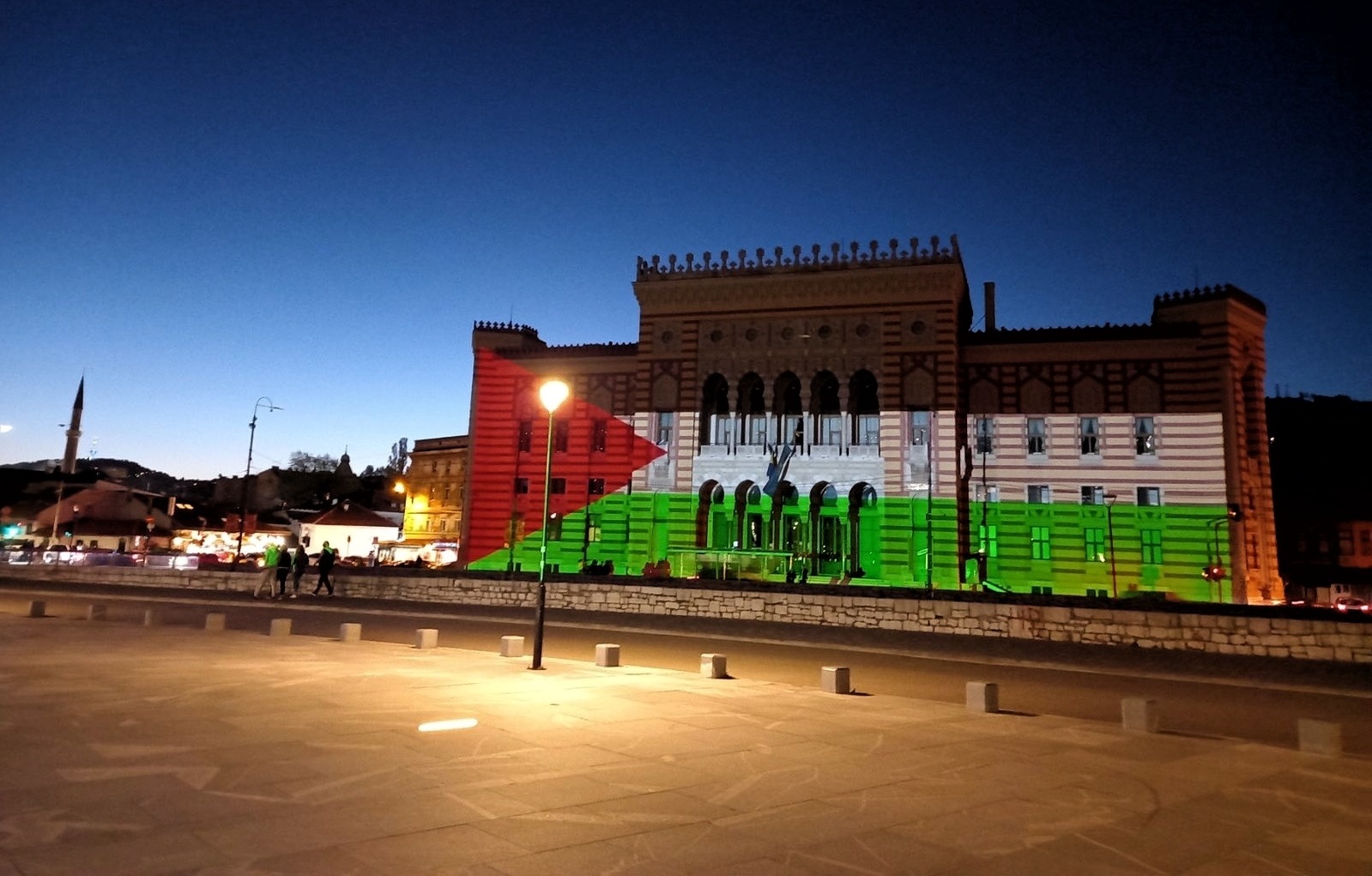 Sarajevska Vijećnica u bojama zastave Palestine