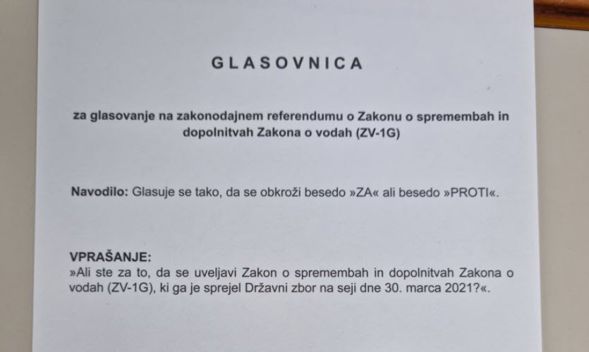 Slovenci na referendumu odbacili izmjene Zakona o vodama
