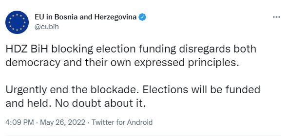 Sattler: HDZ blokira finansiranje izbora