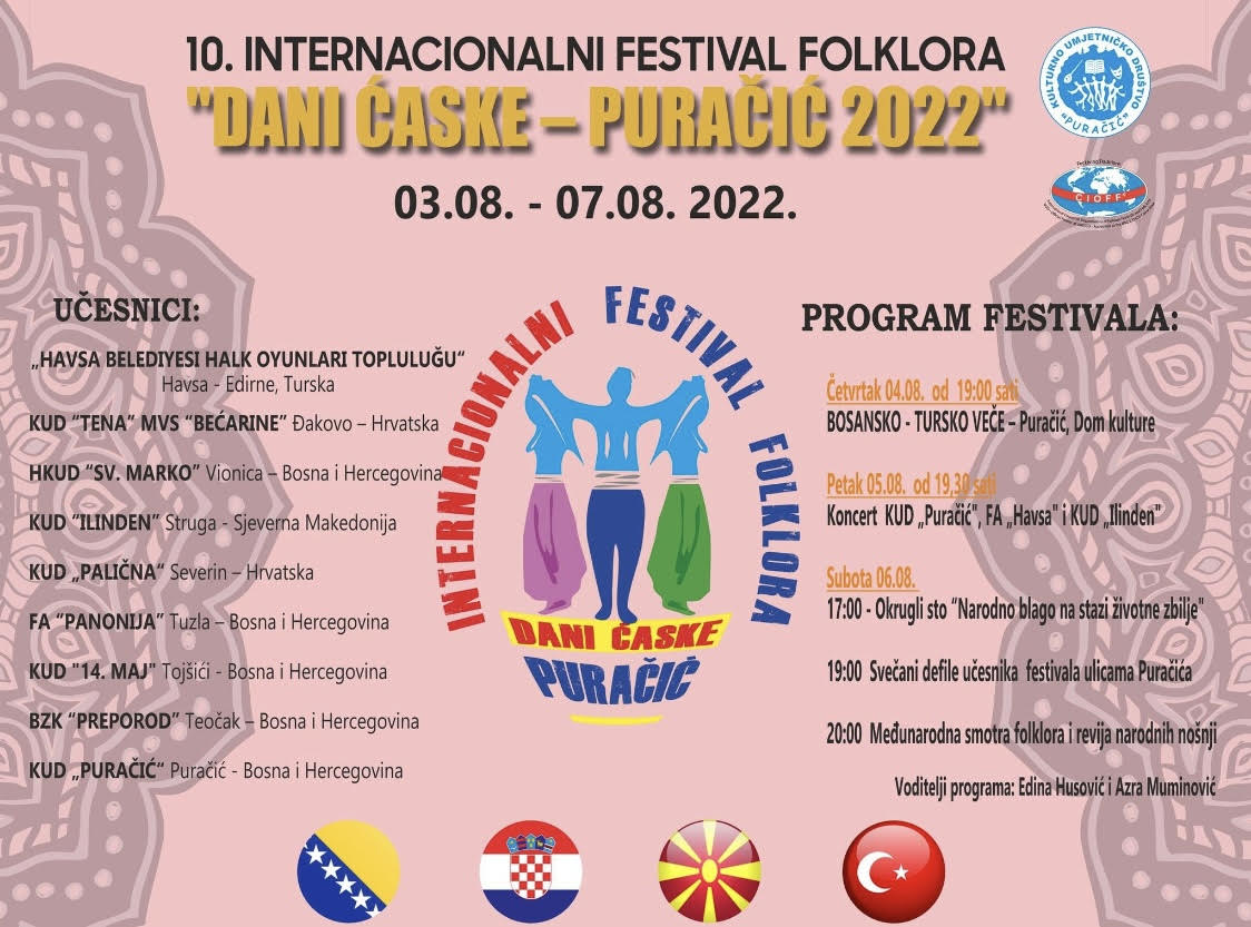 Internacionalni festival folklora “ Dani ćaske “ Puračić 2022