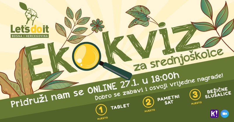 Let’s Do It tim organizira online Eko kviz za osnovce, srednjoškolce i studente BiH