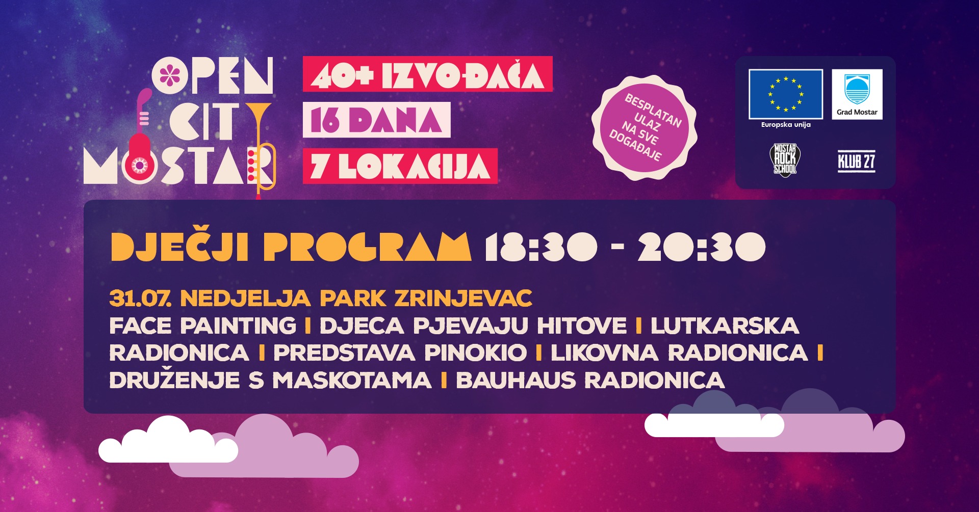 Dječiji program Open City Mostar ove nedjelje u Zrinjevcu