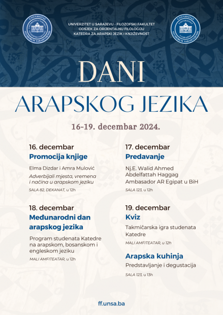 Dani arapskog jezika na UNSA od 16. do 19. decembra