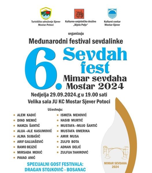 6. Sevdah fest- “Mimar sevdaha 2024” večeras u Kulturnom centru Mostar Sjever u Potocima