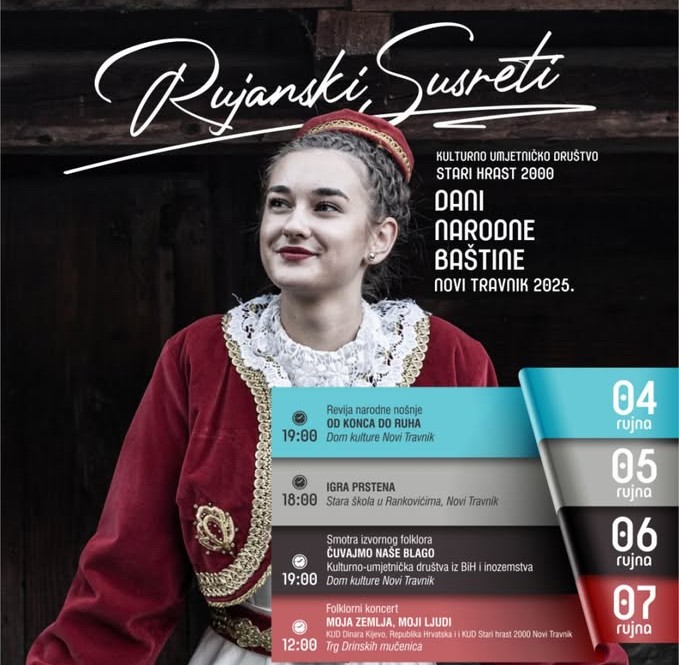 Dani narodne baštine –Rujanski susreti od 4. do 7.septembra u Novom Travniku