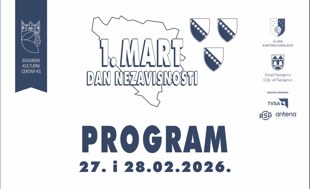 JU “Bosanski kulturni centar KS” – program obilježavanja 1. marta Dana nezavisnosti  BiH počeo defileom „Na mostu sjećanja, u susret slobodi“