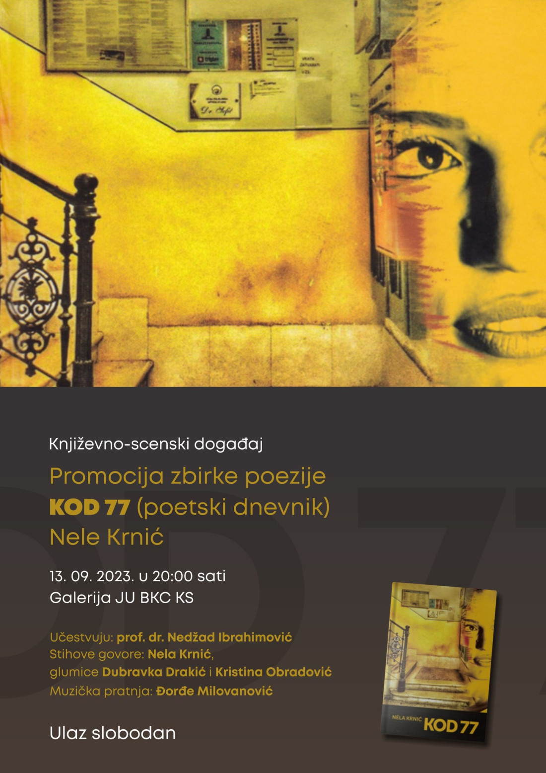 Sutra u BKC KS promocija  zbirke poezije 'Kod 77' Nele Krnić