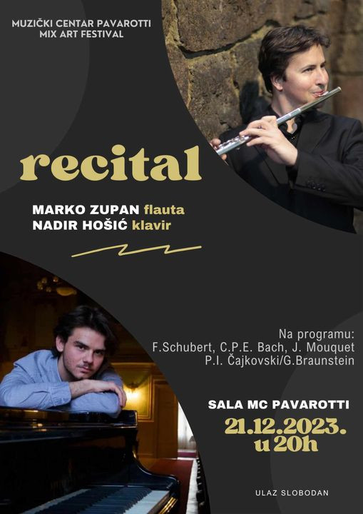 Muzički centar Pavarotti: Recital Marka Zupana i Nadira Hošića