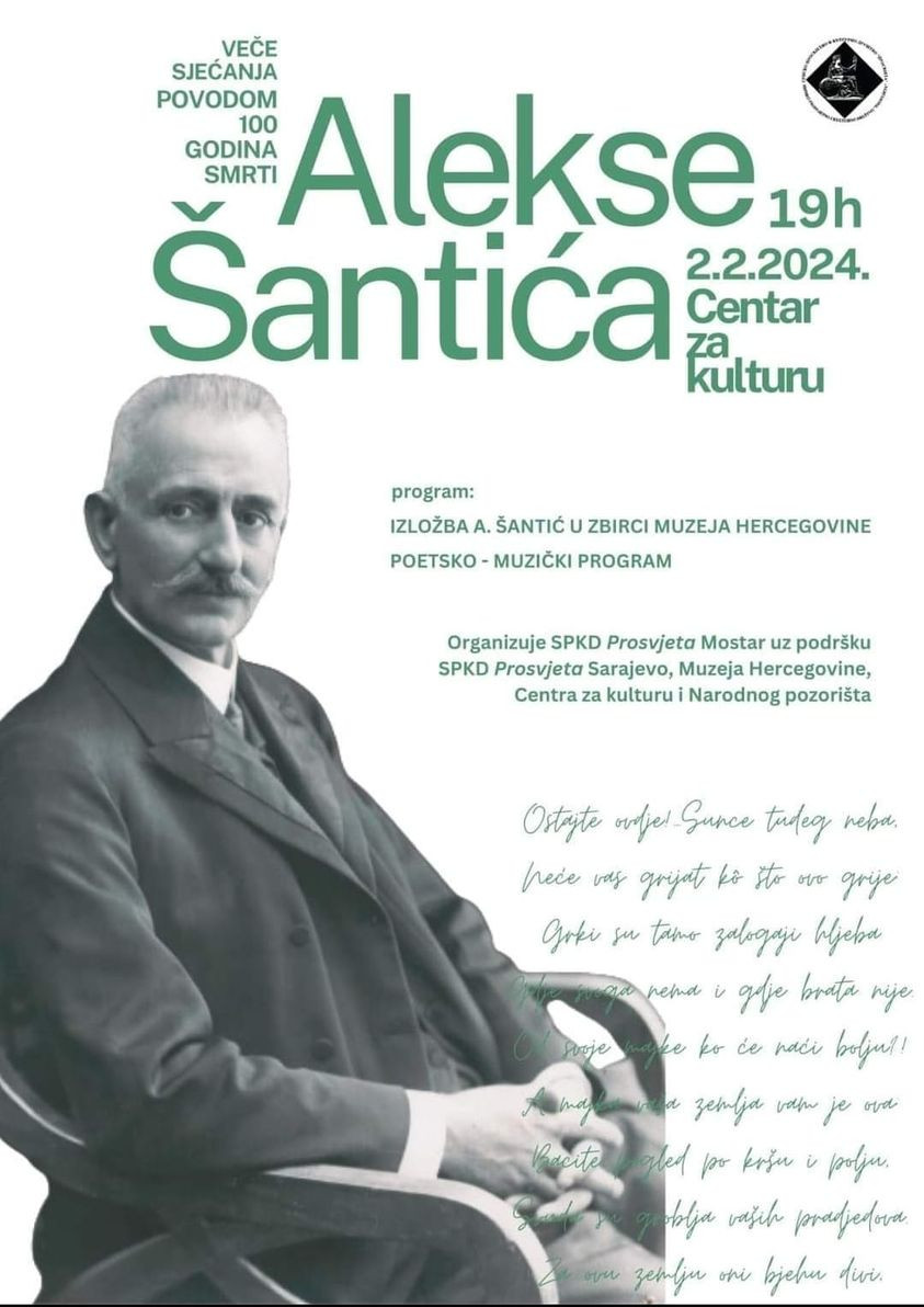 Večer sjećanja na kultnog bh. pjesnika Aleksu Šantića