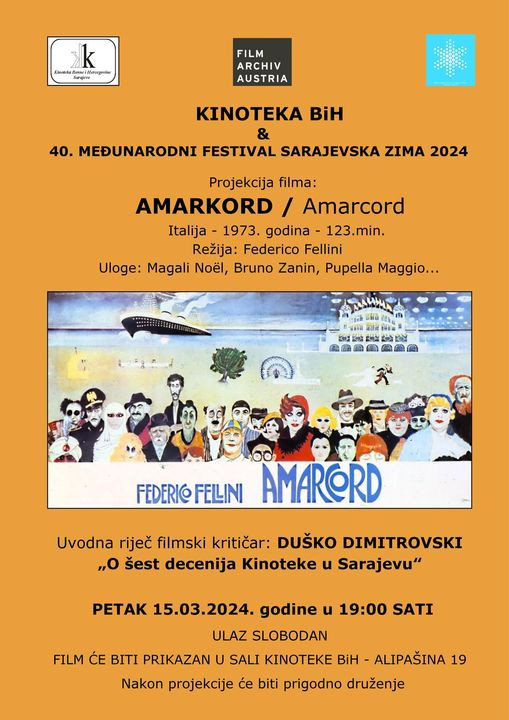 Festival “Sarajevska zima”: Projekcija filma "Amarcord" u Kinoteci BiH
