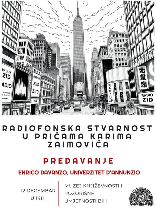 Sarajevo: U četvrtak predavanje "Rat svjetova u čaršiji: Radiofonska stvarnost u pričama Karima Zaimovića"
