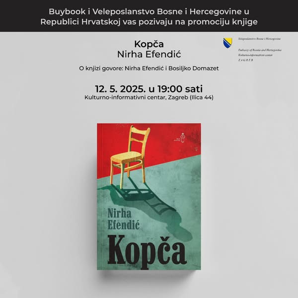 Večeras u Zagrebu promocija knjige Nirhe Efendić “Kopča”