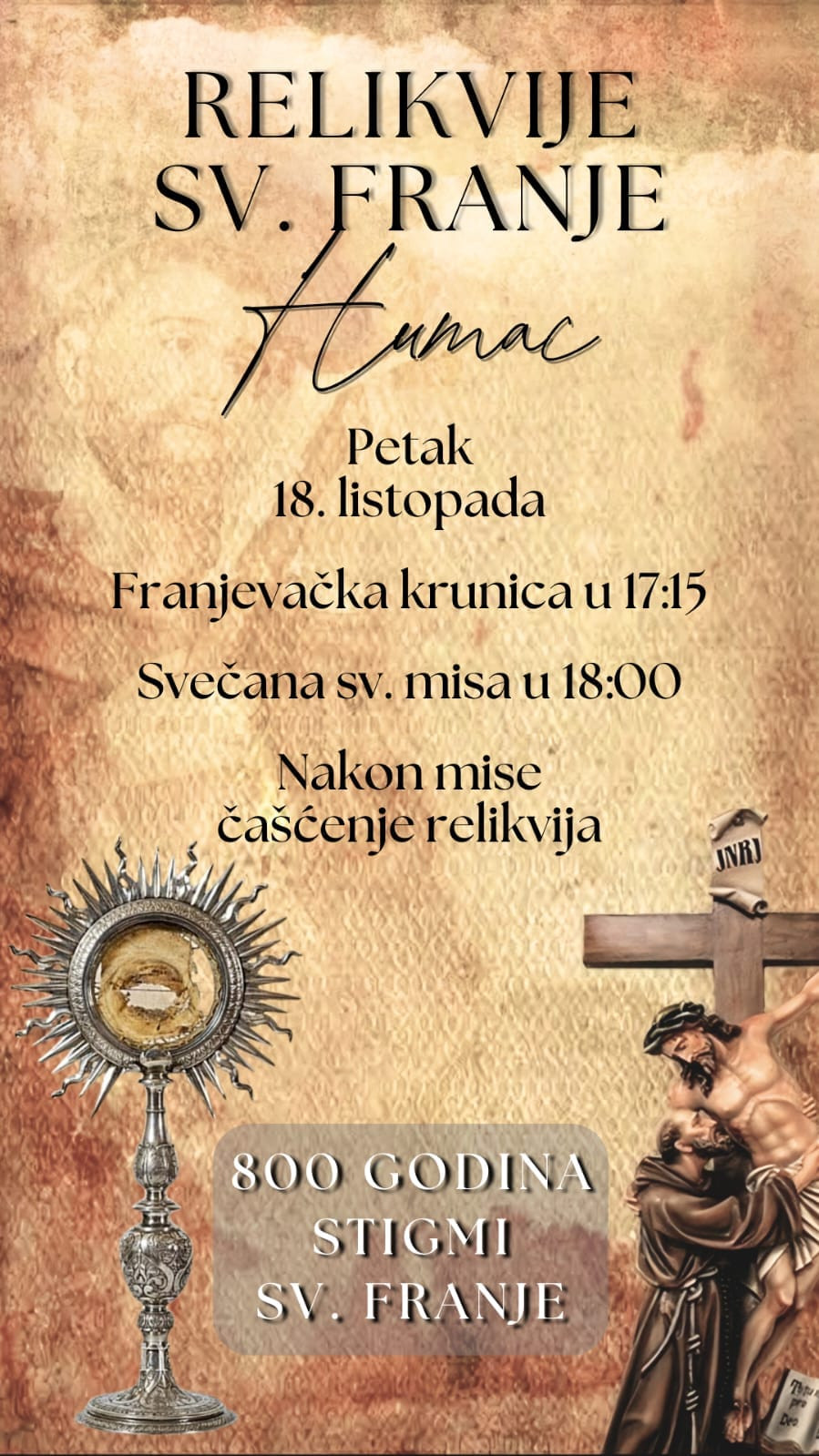 Relikvija svetog Franje Asiškog dolazi na Humac