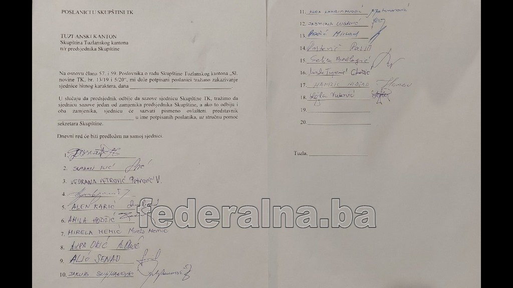 Prikupljeni potpisi - pada Vlada TK-a