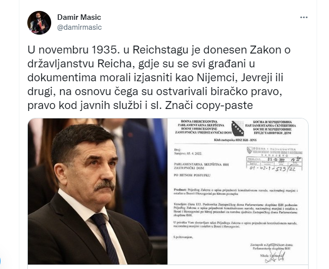 Brojne reakcije na HDZ-ov prijedlog upisa nacionalnosti na lične karte