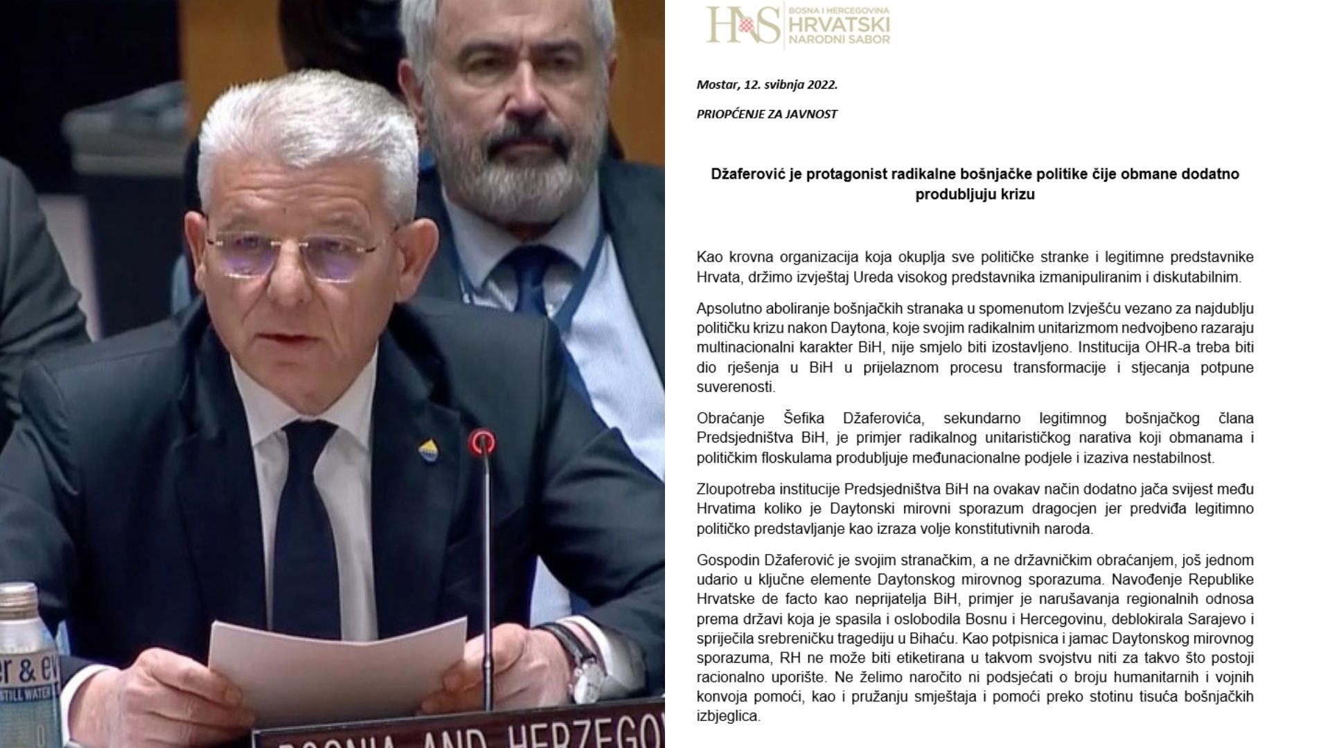 HNS: Džaferović je protagonist radikalne bošnjačke politike