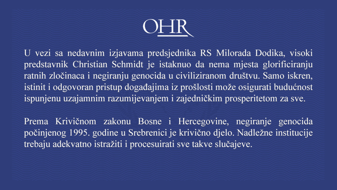 "Nema mjesta glorificiranju ratnih zločinaca i negiranju genocida u civiliziranom društvu"