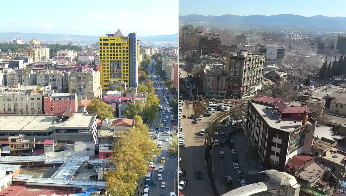 Snimci Kahramanmarasa prije i poslije potresa pokazuju razmjere razaranja