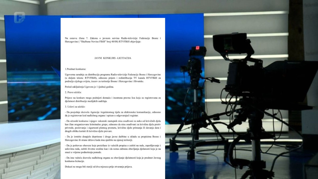 Javni konkurs - licitacija za distribuciju programa RTVFBiH