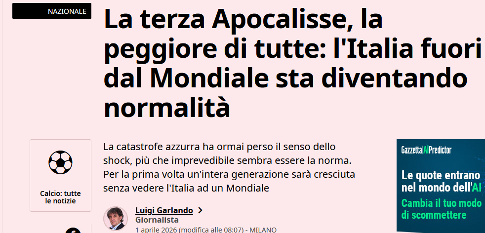 Gazzetta dello Sport: Treća apokalipsa