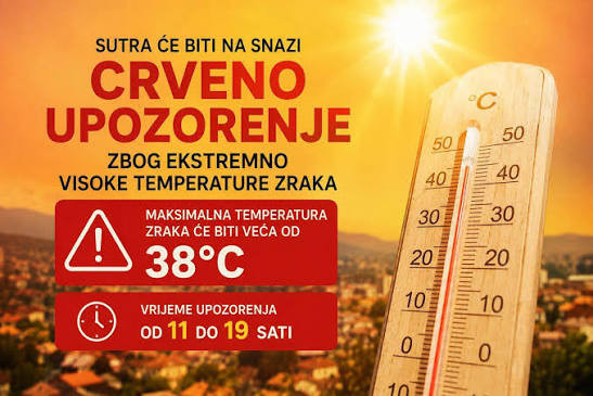Crveno upozorenje za cijelu BiH: U petak temperature do 40 stepeni