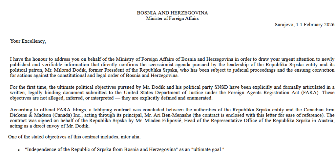 Ministarstvo vanjskih poslova BiH alarmiralo UN: Lobiranje za nezavisnost RS-a zvanično prijavljeno Vijeću sigurnosti