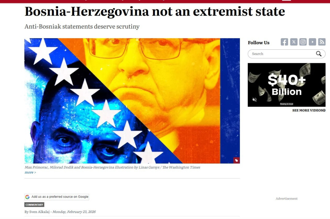 Ambasador BiH u SAD-u: Intervjui sa Dodikom i Primorcem iskrivljuju sliku BiH i potiču opasne stereotipe