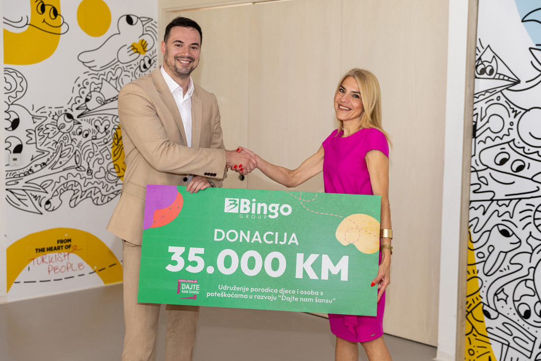 Bingo Group donirao 35.000 KM Udruženju "Dajte nam šansu" za bolje uslove rada Dnevnog centra