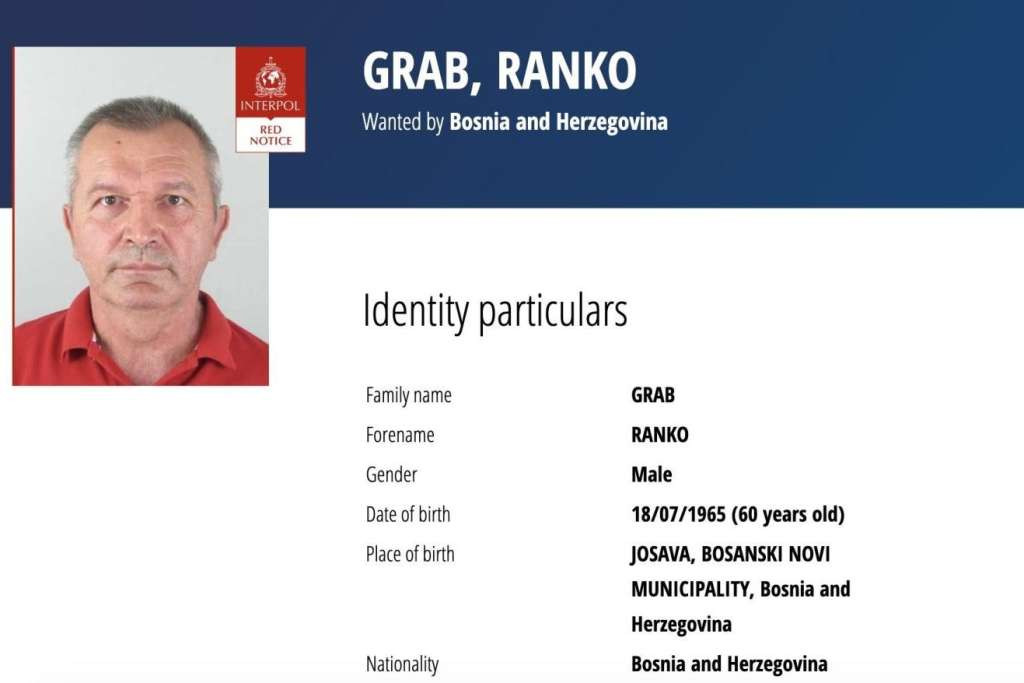 Interpol raspisao potjernicu za Rankom Grabom optuženim za ratni zločin na području Bosanskog Novog