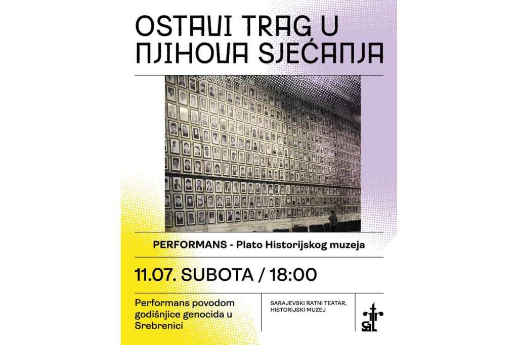 Performans posvećen ubijenim Srebreničanima 11. jula ispred Historijskog muzeja BiH