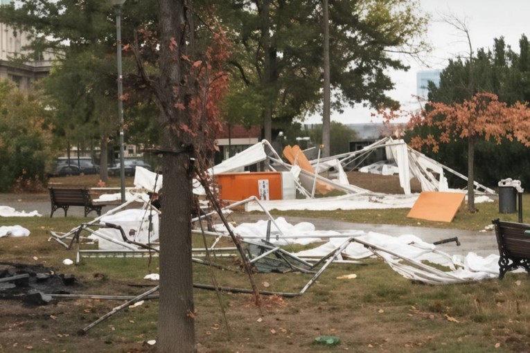 "Ostali samo dugmići": Šatorsko naselje u Pionirskom parku u Beogradu uklonjeno, ostali izgorjeli šatori i razbacano smeće