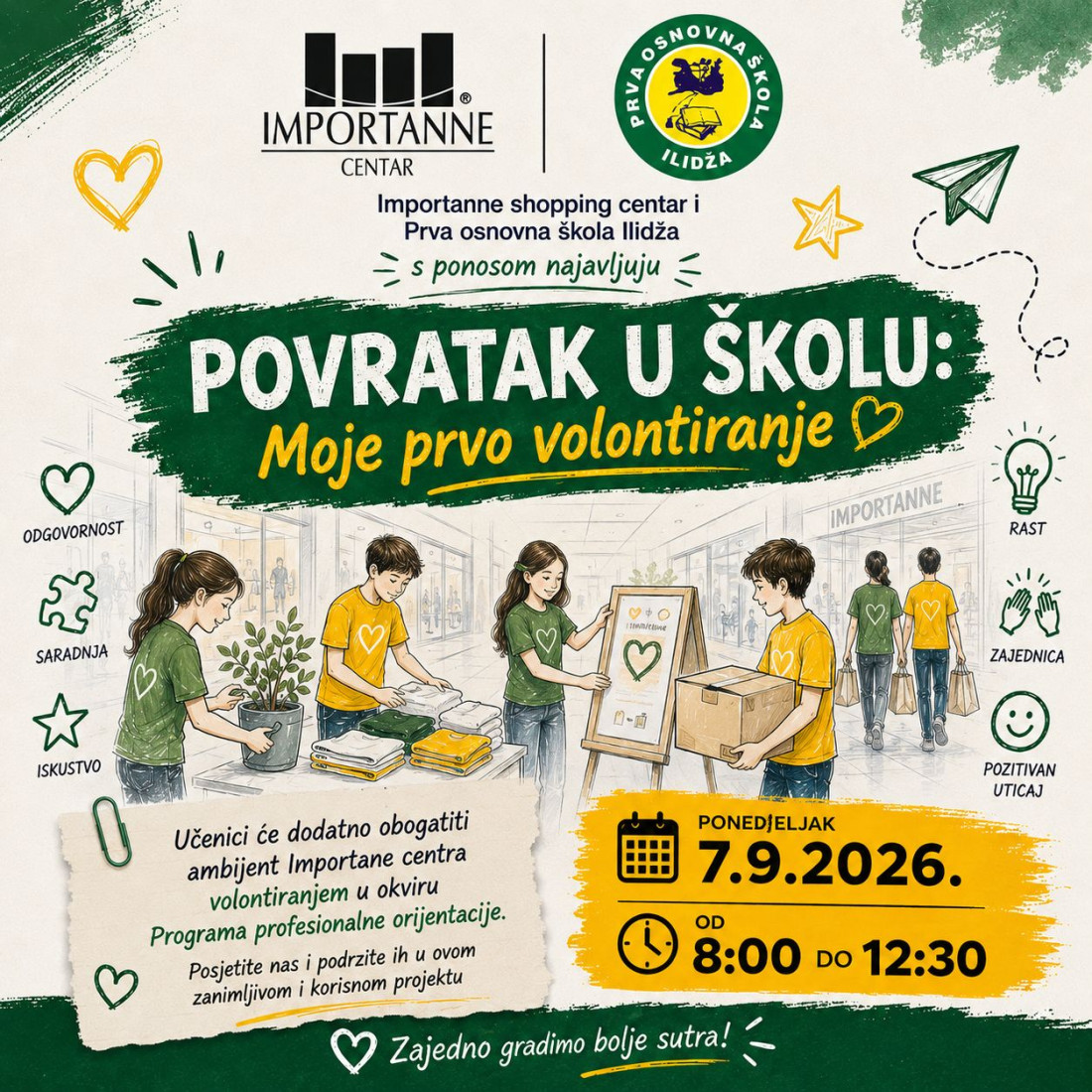 "Povratak u školu – Moje prvo volontiranje": Učenici kroz iskustvo upoznaju svijet rada