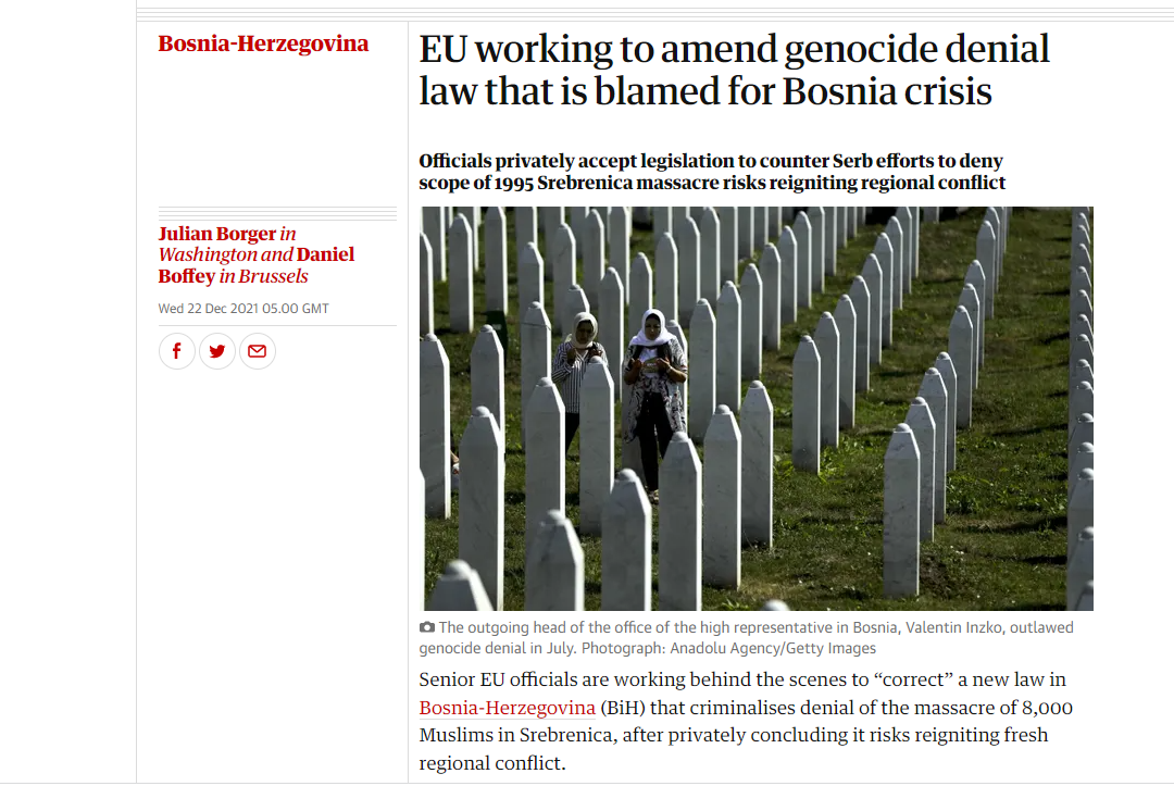Guardian: EU radi na izmjeni zakona o negiranju genocida