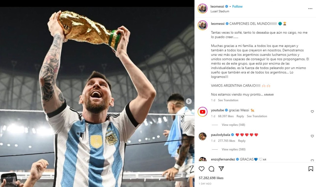 Pobjednička fotografija Messija najlajkanija je objava na Instagramu u historiji