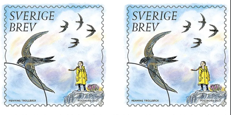 Aktivistkinja Greta Thunberg na švedskoj poštanskoj marki