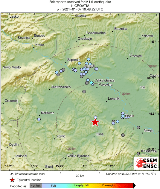 Novi zemljotres u Hrvatskoj