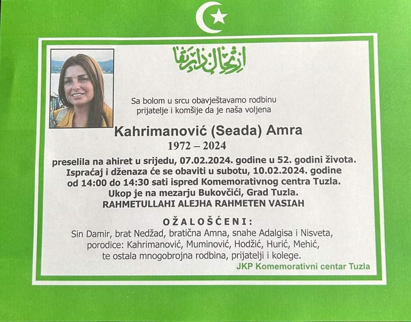 Stotine ljudi u Tuzli odali počast ubijenoj Amri Kahrimanović