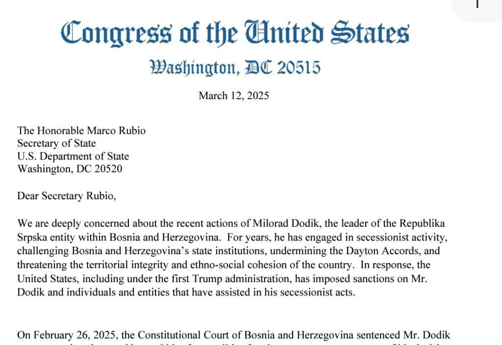 Američki senatori i kongresmeni pisali Rubiju: Proširiti ciljane sankcije