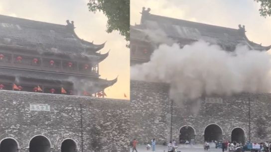 U Kini se djelomično urušio 600 godina star toranj, panika među turistima