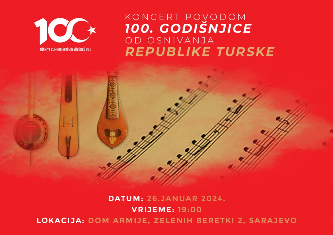 U Sarajevu Koncert povodom 100. godišnjice osnivanja Republike Turske