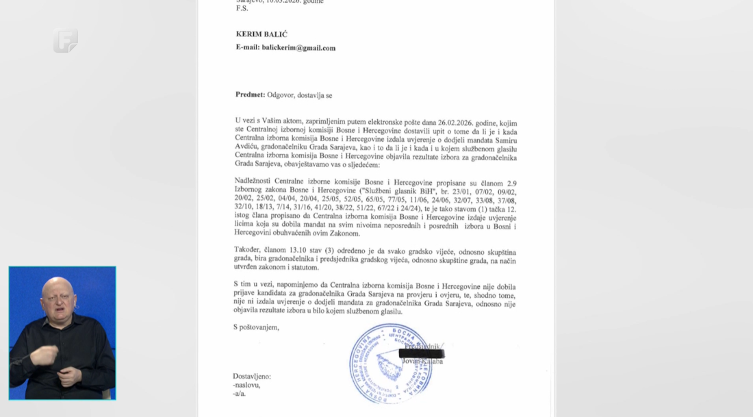 CIK BiH: Gradonačelnik Sarajeva Samir Avdić nije izabran u skladu sa zakonom