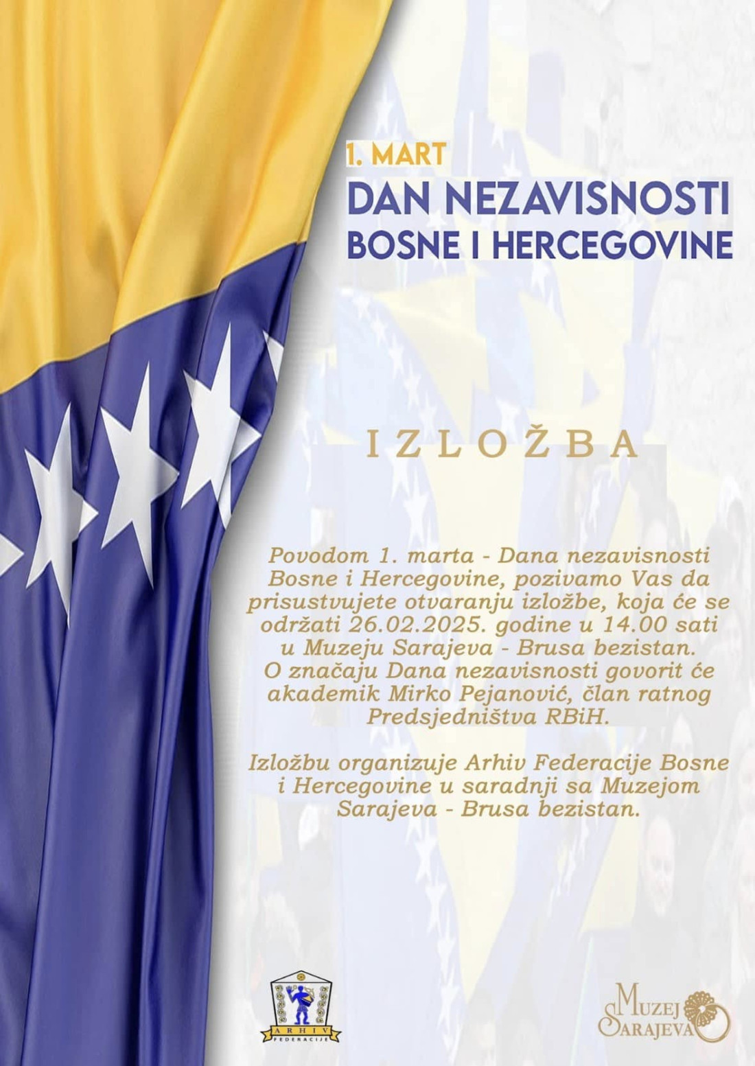 Arhiv Federacije BiH: Sutra izložba "1.mart- Dan nezavisnosti Bosne i Hercegovine"