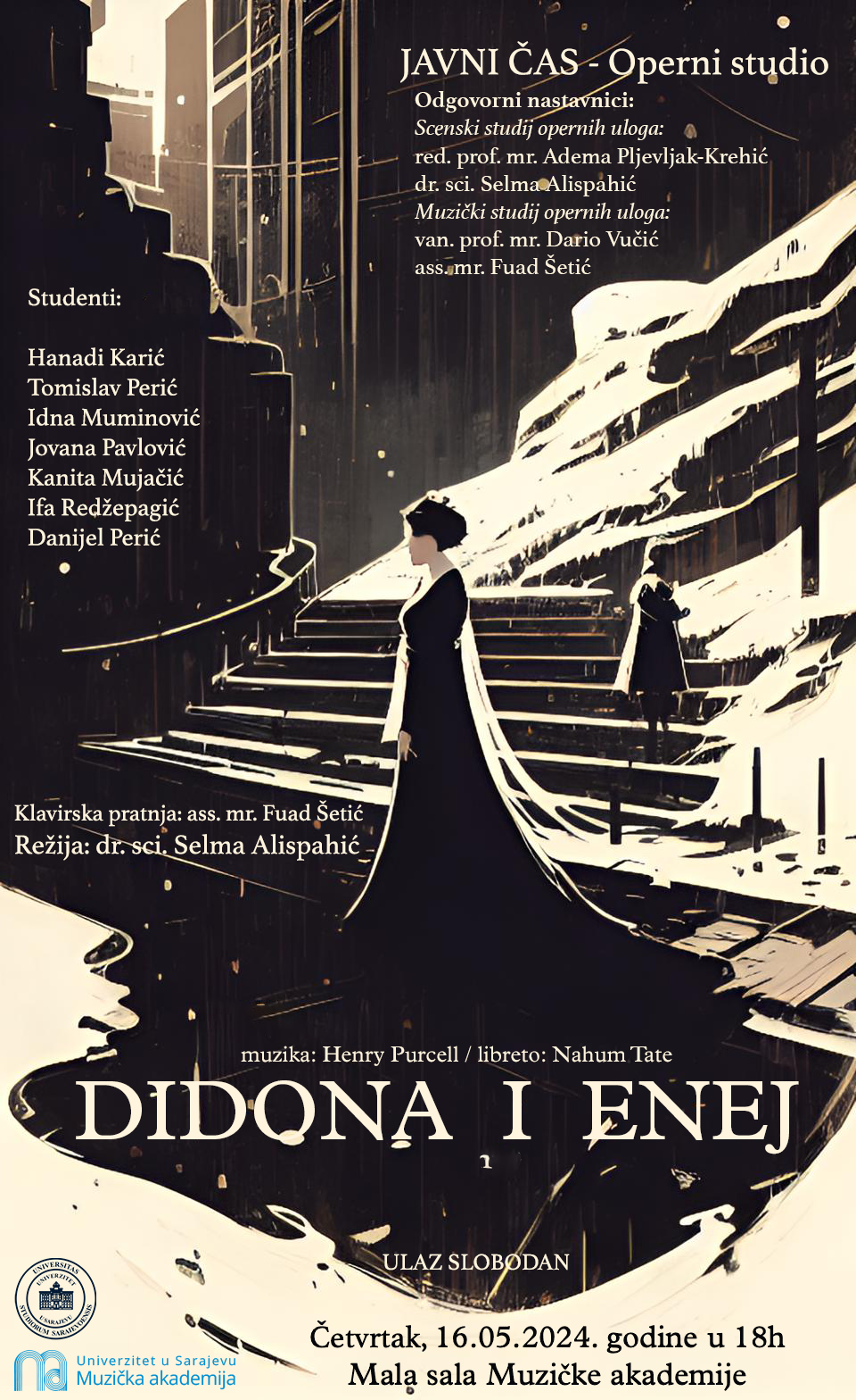 Muzička akademija UNSA: Večeras operna predstava "Didona i Enej"