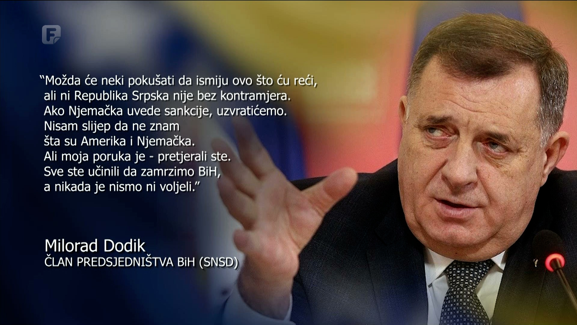 Dodik: Ako Njemačka uvede sankcije, uzvratit ćemo