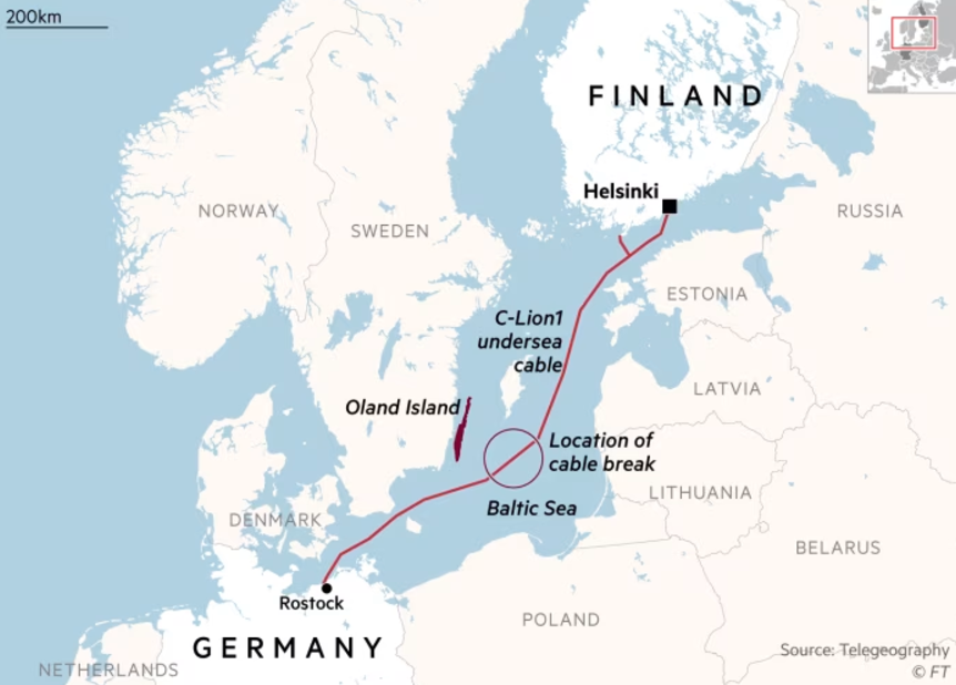 Njemačka i Finska istražuju da li je prekid kabla u Baltičkom moru izazvan sabotažom
