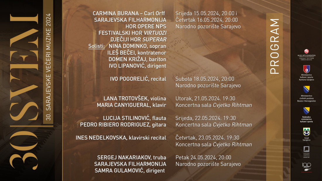Festival "Sarajevske večeri muzike": Uz 30 jubilej program za pamćenje