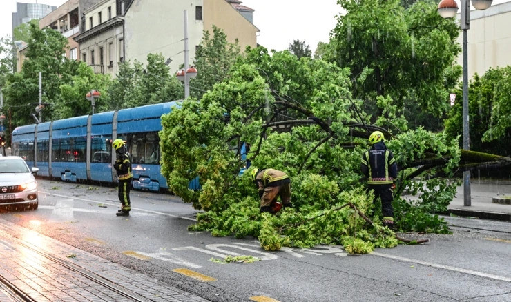 Nevrijeme pogodilo Zagreb: Troje ozlijeđenih, srušena stabla blokirala tramvajski promet