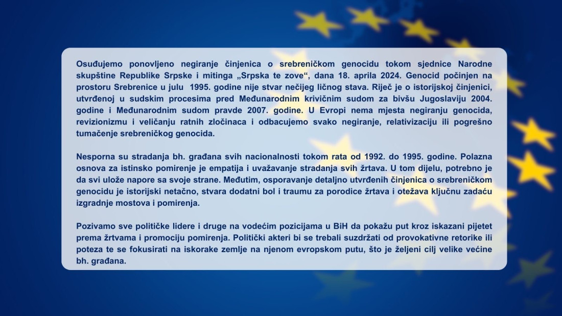 EU osuđuje ponovljeno negiranje činjenica o srebreničkom genocidu