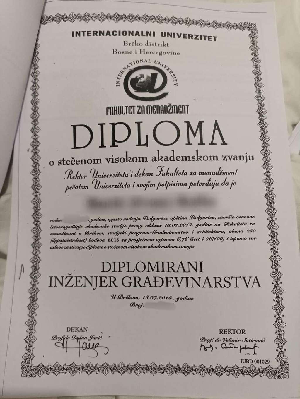 CIN CG o diplomama iz BiH: Na fakultetu za menadžment postali diplomirani inženjeri građevinarstva